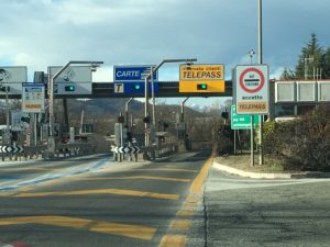 Tolls on a autostrada. The italian highway